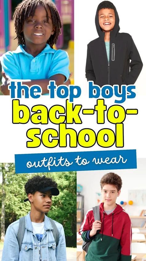 Back to school outfits for boys - boys back to school clothes, boys outfit ideas, athletic, preppy, and casual outfits for boys 2024 Boys Fashion, 6th Grade Boy Outfits, Boys Back To School Outfits 2024, First Day Of School Outfit Boy, Cute Outfits For Boys, Back To School Outfits For Boys, Boys Back To School Outfits, Back To School Outfits Boys, Middle School Boys Outfits