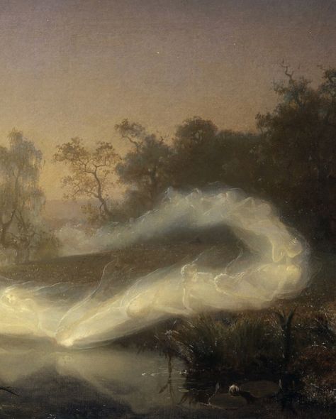 (Details) August Malmström (1829-1901) “Dancing Fairies” 1866 #paintingsdaily August Malmström, Rolled Magazine Art, Dancing Fairies, Foggy Lake, Dance Paintings, Moon Wall Art, Night Landscape, Landscape Artist, Mini Canvas Art