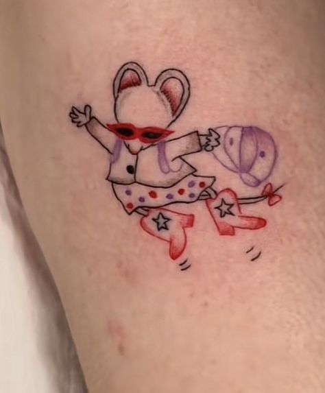 Kevin Henkes Tattoo, Tinky Winky Tattoo, Kids Book Tattoo, Nostalgia 2000s Tattoo, Tootsie Roll Tattoo, Fancy Nancy Tattoo, Childhood Tattoos Memories, Cool Disney Tattoos, Childhood Toy Tattoo