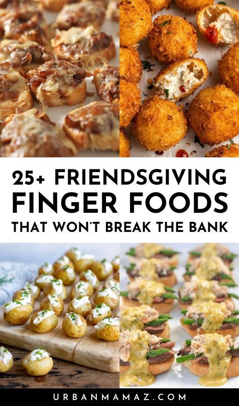 Looking for Friendsgiving finger foods that won't break the bank? Check out these 25+ fancy Friendsgiving finger food ideas on a budget. Friendsgiving Meals Ideas, Holiday Party Finger Food Ideas, Thanksgiving Tapas Style, Appetizer Recipes Potluck, Food To Bring To Friendsgiving, Snacks To Feed A Crowd, Turkey Fruit Pizza, Friendsgiving Potluck Food Ideas, Friendsgiving Sides Easy