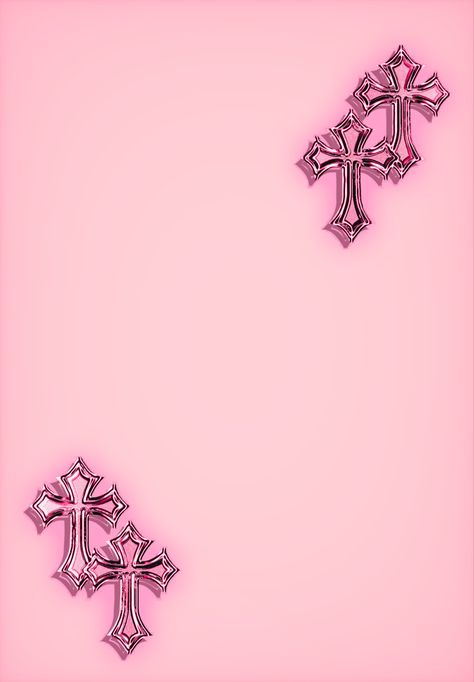 Pink Crosses Wallpapers, Chrome Hearts Wallpaper Pink, Chrome Cross Wallpaper, Crome Heart Wallpaper, Light Pink Y2k Wallpaper, Y2k Cross Wallpaper, Pink Cross Aesthetic, Pink Cross Wallpapers, Pink Ipad Background