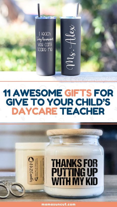 Daycare Appreciation Gifts Cricut, Teacher Gift Sayings Christmas, Christmas Gift For Teachers Diy, Kindergarten Gifts For Teacher, Gifts For A Daycare Teacher, Christmas For Daycare Teacher, Childcare Educator Gifts, Gifts For Educators, Nursery Staff Gifts