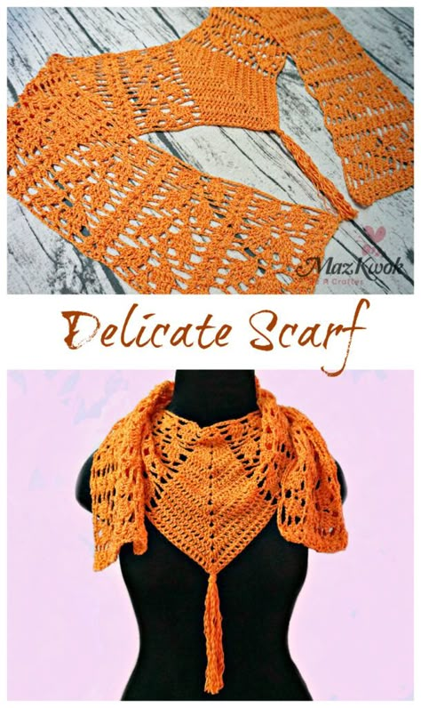 Scarf Patterns Crochet, Crochet Lacy Scarf, Lacy Scarf, Quick Crochet Projects, شال كروشيه, Scarf Patterns, Knitting And Crochet Patterns, Crochet Scarf Pattern Free, Crochet Shawl Pattern Free