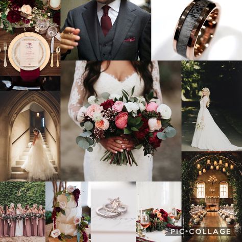 Maroon Marsala and dusty rose wedding Maroon Grey Wedding, Marron And Grey Wedding Theme, Maroon And Dusty Pink Wedding, Maroon Dusty Rose Wedding, Dusty Rose And Maroon Wedding, Maroon Motif Wedding, Maroon And Dusty Rose Wedding Bouquets, Wedding Color Schemes Summer, Fall Wedding Color Schemes