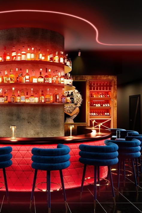 Disco Lounge Interior Design, Funky Bar Design, 70s Bar Aesthetic, Vintage Bar Design, Disco Interior Design, Retro Restaurant Design, Nightclub Interior Design, Fancy Bars, Speakeasy Design