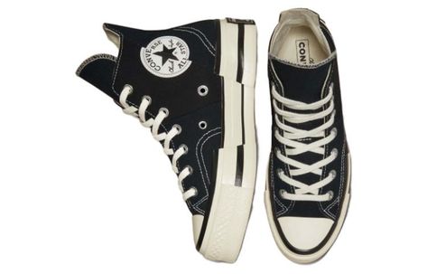 A00916C Converse Chuck 70 Plus, Converse Noir, Estilo Converse, Chuck 70 Plus, Converse Chuck Taylor 70, Chuck Taylor 70, Custom Chuck Taylors, Converse Platform, High Top Shoe