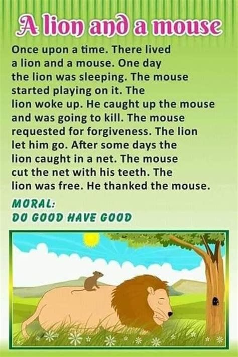 Short Moral Stories For Kids, Lion And Mouse, Picture Story For Kids, The Lion And The Mouse, Small Stories For Kids, Stories With Moral Lessons, English Moral Stories, Bed Time Stories, Lion And The Mouse