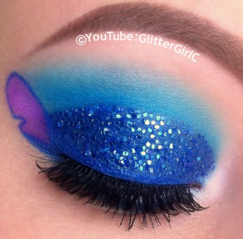 Stitch Makeup :D – GlitterGirlC Stitch Makeup, Stitch Halloween Costume, Disney Eye Makeup, Disney Inspired Makeup, Stitches Makeup, Disney Eyes, Stitch Costume, Lilo Und Stitch, Makeup Youtube