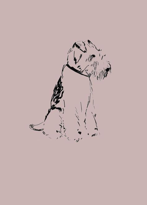 Wire Fox Terrier Tattoo, Wire Fox Terrier Art, Welsh Terrier Tattoo, Wire Hair Fox Terrier, Welsh Terrier Art, Fox Terrier Drawing, Dog Line Art Tattoo, Wire Haired Fox Terrier, Tatuaje Studio Ghibli