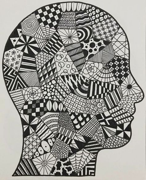 Its very beautiful ❤✨Its very... - Drawing Techniques Black Pen Drawing, Face Doodles, Sharpie Doodles, Line Doodles, Zen Doodle Patterns, Zen Doodle Art, Meaningful Drawings, Easy Canvas Art, Easy Doodle Art