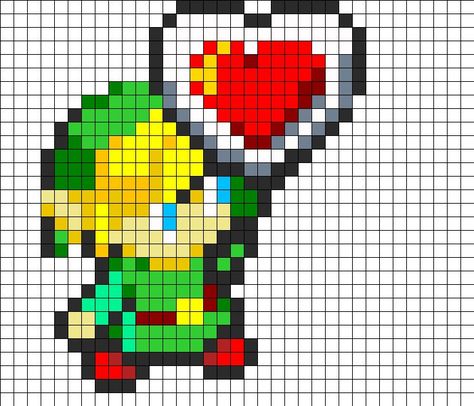 Chibi Zelda Perler Bead Pattern | Bead Sprites | Characters Fuse Bead Patterns: Zelda Beads Pattern, Zelda Perler Bead Patterns, Link Pixel Art, Zelda Pixel Art, Zelda Perler, Zelda Pattern, Heart Container, Kandi Cuffs, Geeky Craft