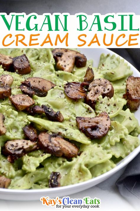 Vegan Basil Recipes, Basil Recipes Vegan, Vegan Cashew Cream, Basil Cream Sauce, Healthy Sauce, Vegan Pasta Sauce, Vegan Journey, Cashew Cream Sauce, Reflux Recipes