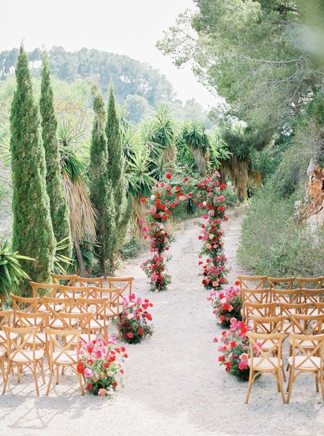 Spanish Moss Wedding Arch, Wedding Aisle Garden, Colorful Ceremony Flowers, Colorful Wedding Aisle, Mexican Wedding Ceremony, Indoor Ceremony Decor, Wedding Aisle Florals, Colorful Wedding Arch, Colorful Wedding Ceremony