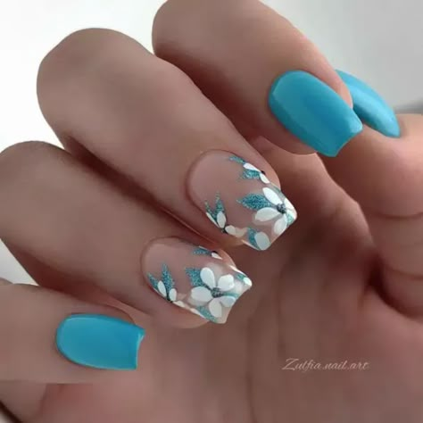 Purple Toe Nails, Unghie Sfumate, Boho Nails, Teal Nails, Nice Nails, Work Nails, Pretty Nail Designs, Blue Nail, Short Acrylic Nails Designs