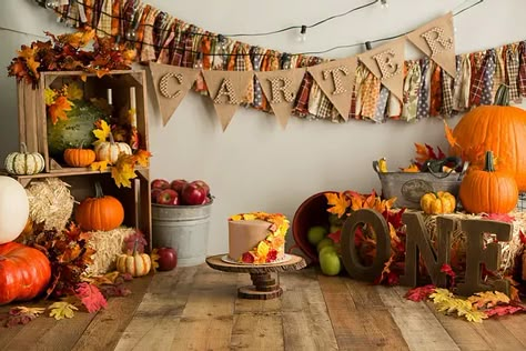 Autumn Theme Birthday Party, Autumn Birthday Theme, Fall Cake Smash, Halloween Cake Smash, Fall Photo Booth, Fall Festival Decorations, Pumpkin Patch Birthday, Fall 1st Birthdays, Autumn Cake