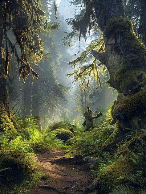 Hoh Rainforest in Olympic National Park, Washington 🇺🇸 Olympic Park Washington, Washington Rainforest, Magical Rainforest, Hoh Rainforest Washington, Rainforest Aesthetic, Pnw Trip, Magical Photos, Great Bear Rainforest, Hoh Rainforest