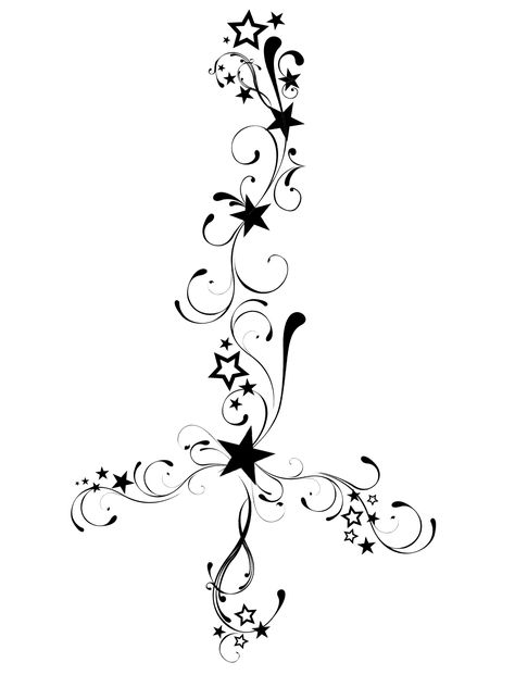 Stomach Star Tattoos, Music Spine Tattoo, Star Spine Tattoo, Pretty Cross Tattoo, Phoenix Tattoo Feminine, Tattoo Website, Star Tattoo Designs, Vine Tattoos, Star Tattoo