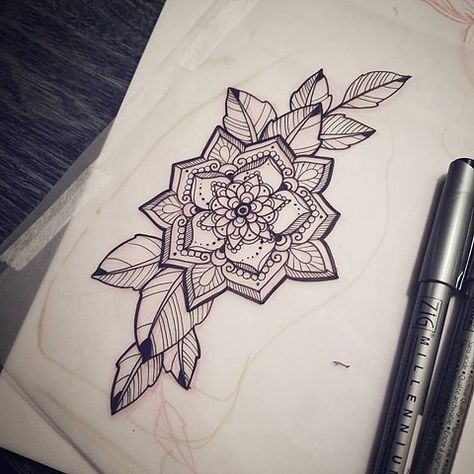 mandala and leaves Mandala And Leaves Tattoo, Vine Mandala Tattoo, Mandala Leaf Tattoo, Orange Plant, Plant Tattoo, Leg Tattoo, Nature Tattoos, Mandala Tattoo, Flower Mandala