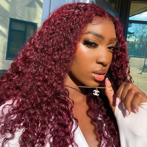 Burgundy Curly Hair, Curly Lace Wig, Red Curly Hair, Hair Color Burgundy, Colored Curly Hair, Curly Human Hair Wig, Curly Lace Front Wigs, Burgundy Hair, Colored Wigs