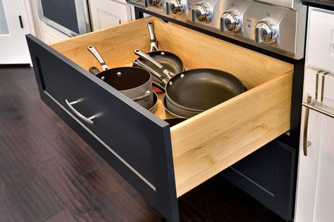 Pots & Pans Drawer - Storage Cabinet for Cookware Pot Drawer, Pans Drawer, Range Stove Top, Kitchen Pull Out Drawers, Under Cabinet Storage, Cabinet Storage Solutions, Stove Range, Range Stove, Pan Storage