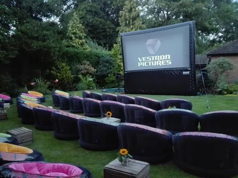 Call today to discuss your requirements Inflatable Movie Screen Backyards, Inflatable Movie Screen Party, Backyard Theater, Backyard Movie Night Party, Diy Backyard Movie Night, Cinema Ideas, Pop Up Cinema, Birthday Movie Night, Outdoor Movie Party