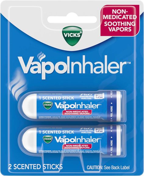 It's flu season! Keep this Vicks VapoInhaler handy! Swollen Sinuses, Fall Prevention Exercises, Vicks Inhaler, Sinus Medicine, Scented Sticks, Nasal Inhaler, Shower Tablets, Vicks Vapor, Chest Rub