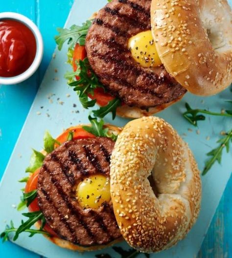 Asda launches £2 donut burgers that are perfect for bagels | Metro News Bagel Burger, Donut Burger, Food Business Ideas, 5 Ingredient Dinners, Donut Recipe, Egg Cheese, Easy Food Art, New Obsession, Food Business