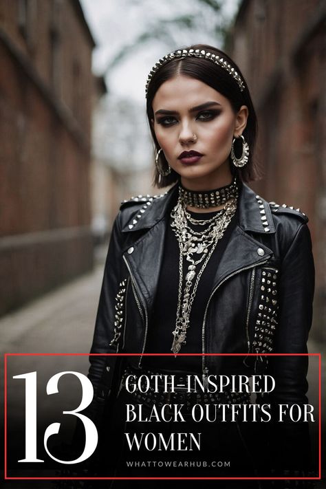 Fall in love with these 13 alternative goth-inspired black outfits, tailored for women who appreciate bold and unique fashion. These looks combine goth aesthetics with alternative touches, making them perfect for those who want to express individuality through style. Add a fresh twist to your wardrobe with these must-have pieces! #AlternativeStyle #GothicOutfits #DarkFashion Pretty Goth Outfits, Alternative Business Casual Outfits, Goth Outfits For Women, Black Goth Outfits, Goth Inspired Outfits, Tomboy Goth, Classy Goth Outfits, Gothic Photoshoot Ideas, Girly Goth Outfits