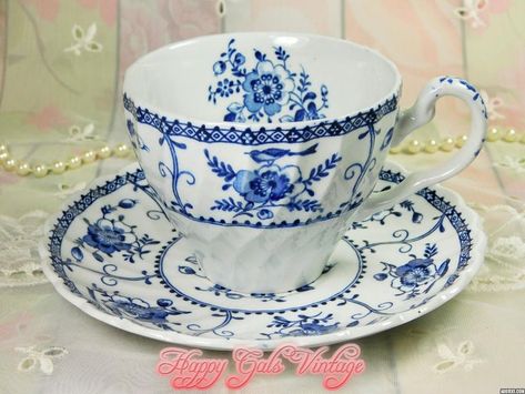 Blue & White Teacup with Matching Saucer by Johnson Bros | Etsy Blue Teacup, Johnson Brothers China, Blue Tea Cup, Sweets Gift, Johnson Bros, Clear Glass Vases, Inside Design, Johnson Brothers, Team Board