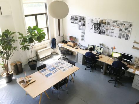 Open Office Design, Ruangan Studio, Small Office Design Interior, Design Studio Workspace, Design Studio Office, House New York, Small Office Design, Concrete Interiors, Office Space Design