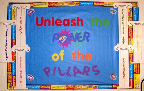 Character Bulletin Boards, Pillars Of Character, Bully Prevention, School Counseling Activities, Kindness Projects, Classroom Doors, Character Counts, Elementary School Counseling, Back To School Bulletin Boards