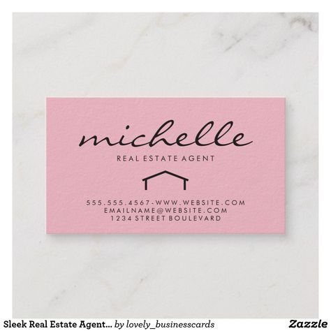 Pink Real Estate, Real Estate Marketing Gifts, Marketing Gifts, Realtor Business Cards, Examples Of Business Cards, Pink Business Card, Pink Business, Business Card Minimalist, Realtor Branding