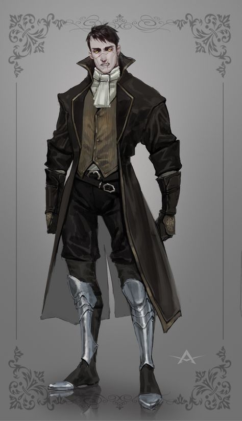 Crimelord Dnd, Male Noble Fantasy Art, Victorian Clothes Male Drawing, Librarian Character Design Male, Supervillain Character Design Male, Gothic Dnd Character, Victorian Dnd Character, Dhampir Male Art, Steampunk Dnd Character