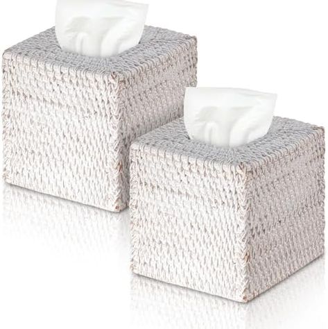 Amazon.com: Rattan Tissue Box Cover Square, Handmade Wicker Tissue Box Holder, Elegant Design Cube Tissue Box Cover for Bathroom, Living Room, Desk and Table Decor (Natural) : Home & Kitchen Cute Tissue Box Holder, Decorative Tissue Box Holder, Tissue Box Holder, Accessories Holder, Tissue Box Cover, Elegant Bathroom, Bathroom Office, Room Decorating, Tissue Box Covers