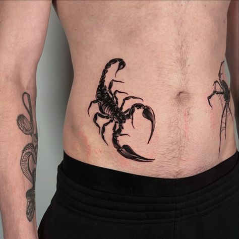 scorpion • Instagram Little Scorpion Tattoo, Waist Tattoos, Scorpio Tattoo, Scorpion Tattoo, Line Tattoos, Mini Tattoos, Makeup Accessories, Scorpion, Tattoos For Guys