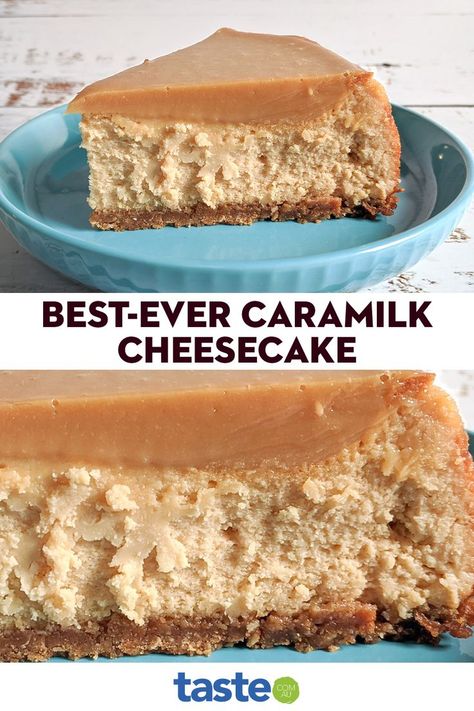 No Bake Caramilk Cheesecake, Cheesecake Slice Recipe, Caramilk Cheesecake, Cheesecake Flavours, Yummy Things To Bake, Amaretti Cookies, Scottish Recipes, Thermomix Desserts, Caramel Cheesecake