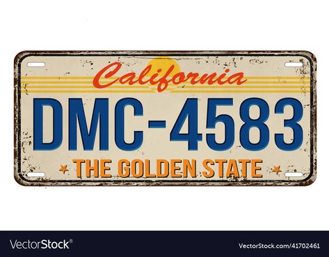 California License Plate, License Plate Art, California License, Vintage License Plates, Vintage California, Golden State, Business Names, Transparent Png, Room Inspo