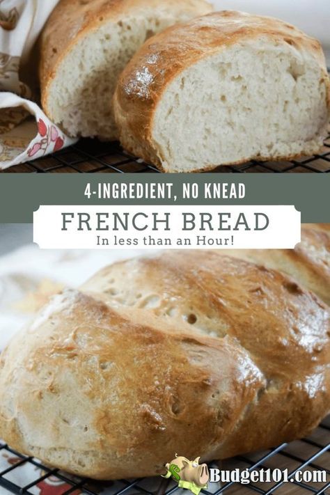 No Knead French Bread, Make French Bread, Bread From Scratch, No Yeast Bread, French Bread Recipe, Yeast Bread Recipes, No Knead Bread, No Knead, Yeast Bread