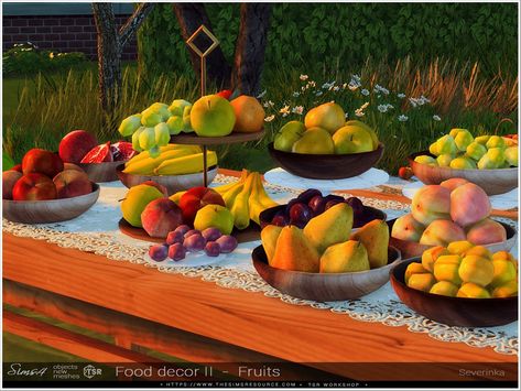 The Sims Resource - Food Decor II - Fruits Food Resources, Sims 4 Clutter, Food Decor, Apple Pear, Decor Buy, Sims 4 Build, Fruit Tray, Electronic Art, Sims 4 Cc Finds