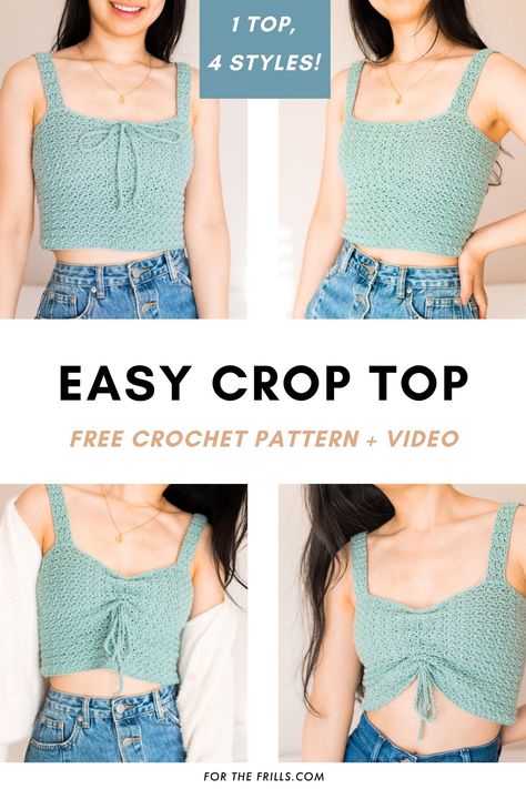 Crochet Patterns Crop Top Free, Easy Tank Top Crochet Pattern, Be Patterns Crochet Top, Crotchet Crop Top Free Pattern, Crochet Top Template, Womens Crop Top Sewing Pattern, Crochet Crop Top And Skirt Pattern, How To Make A Crochet Top For Beginners, Crochet Top For School