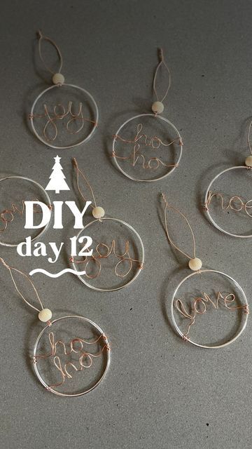 nestï | DIYs + making on Instagram: "Day 12 of my DIY Ornament Series and today we’re making ✨Copper Rings✨ If you saw my video yesterday making wire names for your Christmas gifts, you’ll recognise the method! I used copper picture hanging wire for these ornaments, but you could use regular wire and then spray paint it if you want a specific colour. Because the wire is slightly thicker than the paper twine I used yesterday, you’ll need pliers to make the letters a bit tighter. The word Wire Christmas Tree Ornaments, Wire Christmas Ornaments Diy, Diy Wire Ornaments, Wire Ornaments Diy, Diy Copper Decor, Wire Christmas Decorations, Wire Christmas Ornaments, Beaded Wire Art, Christmas Tree Ring