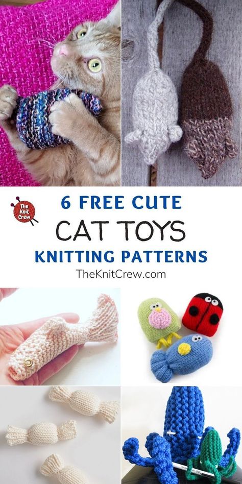 6 Free Cute Cat Toy Knitting Patterns. These Free Cute Cat Toy Knitting Patterns are curated by The Knit Crew. Cat Toy Knitting Pattern, Easy Knit Toy Patterns Free, Free Knitting Patterns For Cats, Pet Knitting Patterns, Crochet Cat Nip Toys, Knitting Cat Toys, Knitted Dog Toys Free Pattern, Cat Sweater Knitting Pattern Free, Knitted Cat Toys Free Pattern