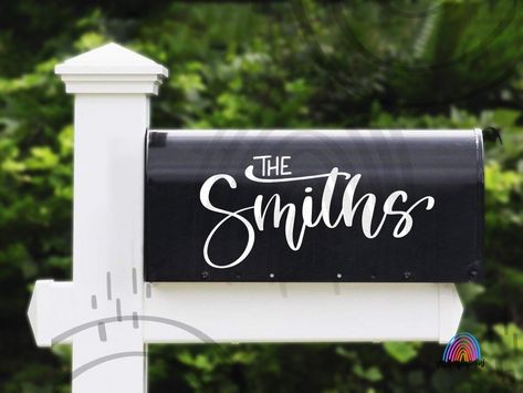 last name mailbox decal, mailbox name sticker, personalized, custom handlettered mailbox decal, mailbox decoration, customized mailbox Last Name Mailbox Decal, Mailbox Cricut Ideas, House Number Decals, Hello Door Decal, Mailbox Decal, Mailbox Stickers, Custom Mailbox, Personalized Mailbox, Front Door Decal