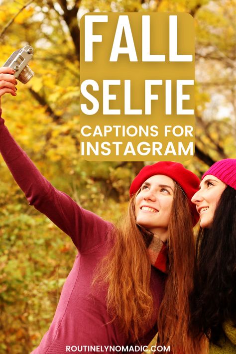 People taking a selfie with words fall selfie captions for Instagram Fall Selfie Captions, Cute Quotes For Selfies, Fall Insta Captions, Fall Selfies, Selfie Quotes For Instagram, Sweater Weather Quote, Instagram Captions For Selfies, Weather Quotes, Selfie Quotes