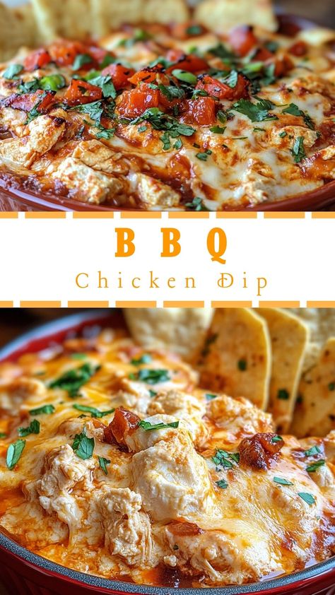 BBQ Chicken Dip Ground Chicken Dip Recipes, Pulled Chicken Dip, Bbq Queso Dip, Bbq Chicken Dip Cream Cheese, Meals With Bbq Sauce, Dips To Take To A Party, Dip With Shredded Chicken, Dips With Rotisserie Chicken, Gameday Dip Recipes