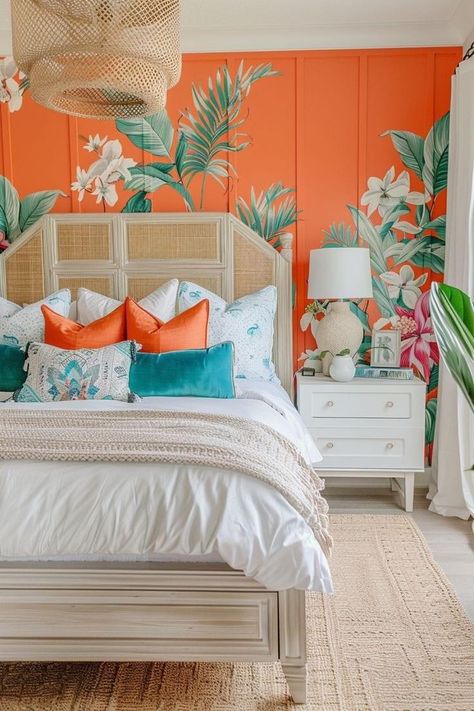 Hawaiian Bedroom Ideas, Victorian Living Room Decor, Hawaiian Bedroom, Budget 2024, Coral Bedroom, Summer Room Decor, House Bedroom Ideas, Fresh Bedroom, Summer Bedroom