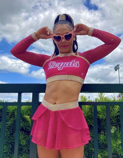 Pink Cheer Uniforms, Cheerleader Girls, All Star Cheer Uniforms, Trashy Y2k Aesthetic, Cheer Things, Cheerleading Competition, Cheer Pics, Cheer Uniforms, Cheer Picture Poses