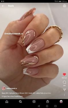 nail art Elegant Natural Nail Designs, Nails Nude Cortas, Classy Natural Nails, Gold Design Nails, Classy Nude Nail Designs, Nail Art Classy, Acrylic Nails Nude, Work Nails, Casual Nails