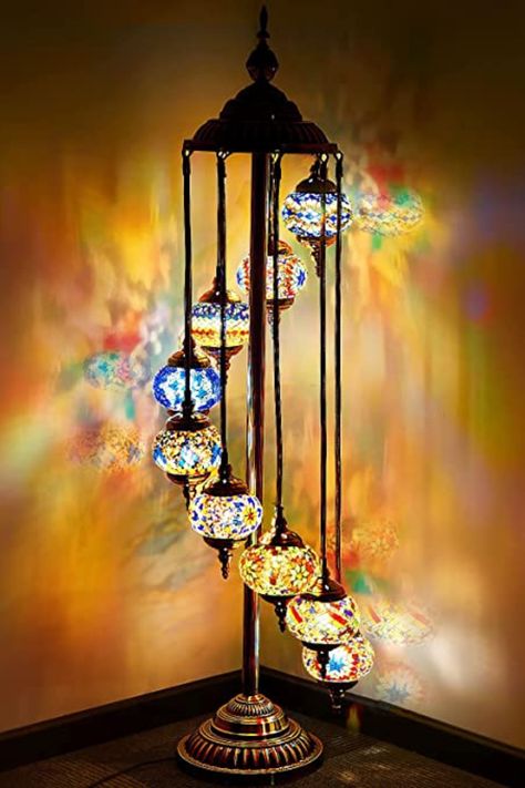 9 Globes Turkish Floor Lamp Bohemian Floor Lamp Glass Moroccan Lighting Decorative Mosaic Standing Boho Lamp with North American Plug and Socket for Living Room Bedroom, 6 Feet, Multicolor. This post may contain affiliate links. This means I may receive commission as an Amazon Associate from qualifying purchases. Moroccan Floor Lamp, Boho Lamp, Tiffany Floor Lamp, Turkish Mosaic Lamp, Turkish Mosaic, Bronze Lamp, Turkish Lamps, Mosaic Floor, Globe Lamps