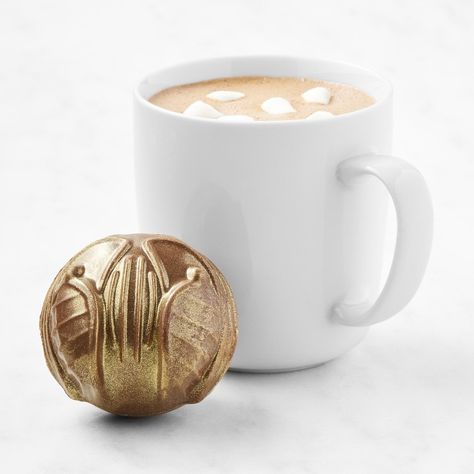 HARRY POTTER™ Snitch Hot Chocolate Bomb | Williams Sonoma Harry Potter Snitch, Pumpkin Hot Chocolate, Xmas Gifts For Him, Hot Chocolate Bomb, Halloween Food Treats, Cheese Tasting, Chocolate Shells, Hot Cocoa Mixes, Fall Cocktails